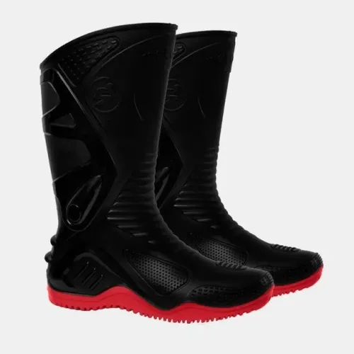 Bota PVC c/forro sola/vermelho Motosafe CA 34798 Motoqueiro