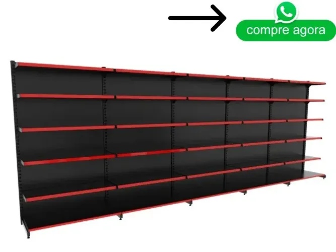 Gondola de Parede Preta 6 bandejas Polar Nova