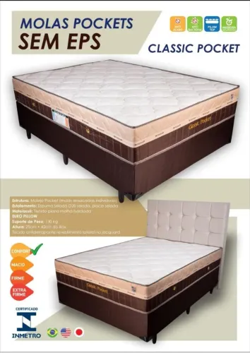 Cama Box Casal Pocket Sem EPS - Conforto e Durabilidade!