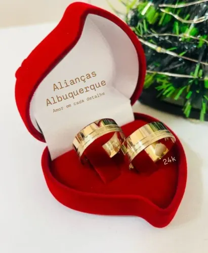 Par de alianças banhadas a ouro 24k noivado e casamento 