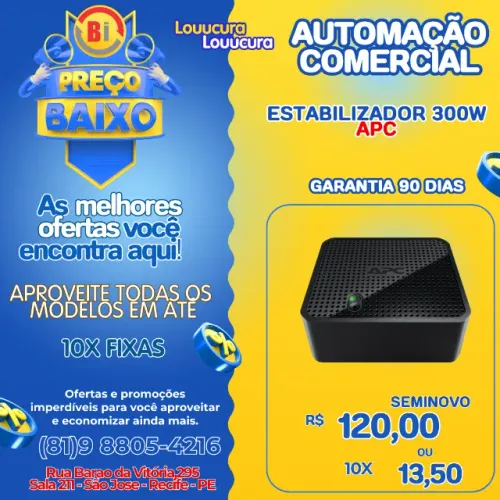Estabilizador Apc Cubic300-Br, 300VA, Saida 115V, Preto