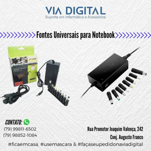 Fonte Universal para notebook novos com garantia