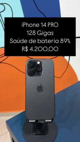 iPhone 14 Pro Preto/ 128gb/ saude de bateria: 89%/ sem caixa/ garantia da loja de 3 meses