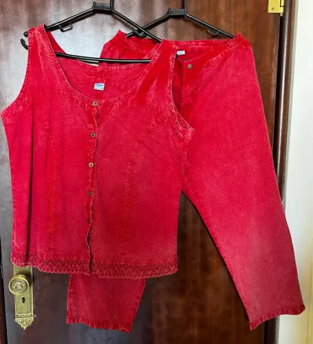 Conjunto Feminino Vermelho de Algodão