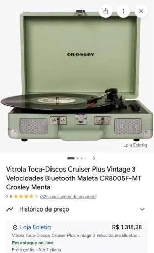 Vitrola Crosley CR800E Cruiser Plus. Rosa. Toca discos