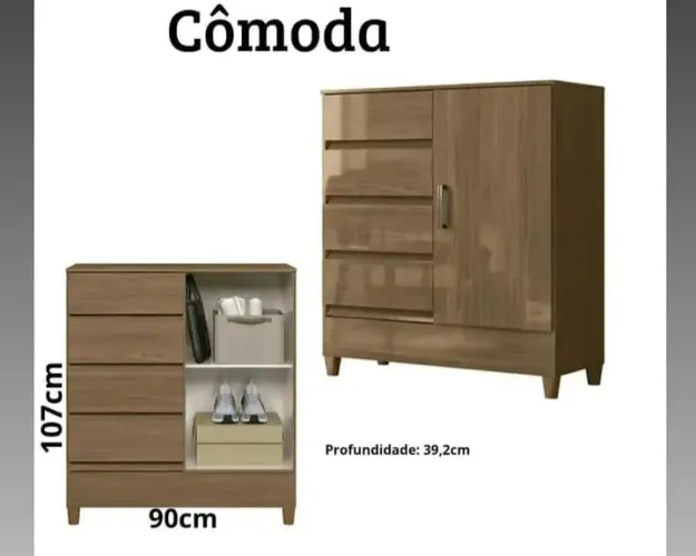 Cômoda comporta e 4 gavetas montagem/entrega grátis 
