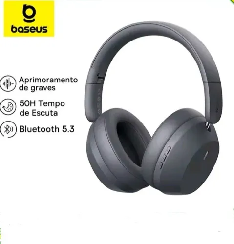 Fone de ouvido Baseus - Bluetooth 5.3 e 50h de bateria