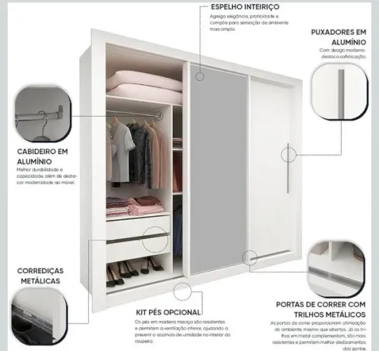 Guarda roupa casal com espelho