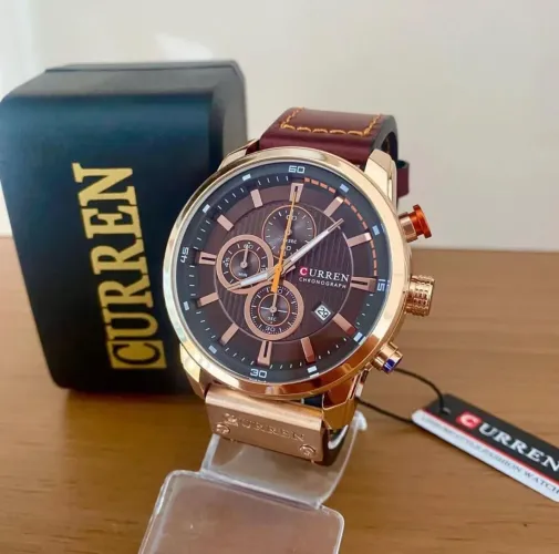 Relógio masculino Curren com pulseira em Couro 