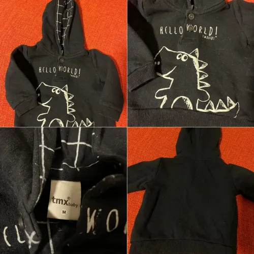 Moletom Infantil com Capuz - Estampa Dino ?Hello World!? - Tam. M (tmx baby)