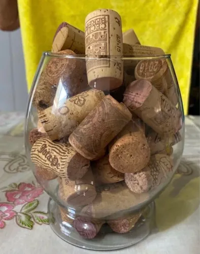 Rolhas de vinho para decoração + vidro