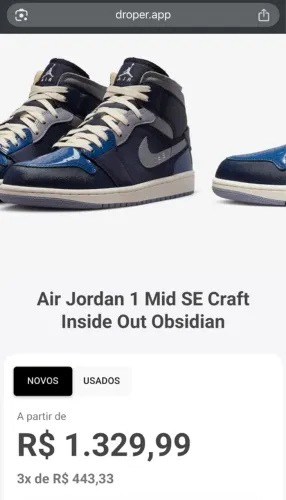 TENIS AIR JORDAN 1 Mid SE Craft INSIDE TAM 43