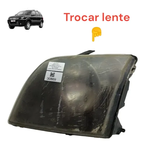 Farol Esquerdo Ford Ecosport 2007 Lente E Fixação Quebradas