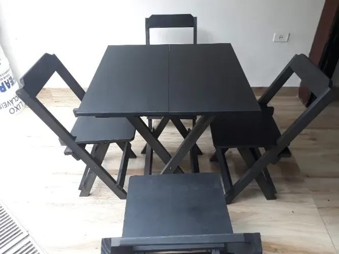 Conjunto dobrável mesa e cadeiras para bar e similares
