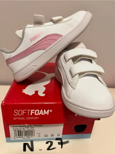 Tênis Puma Infantil Branco e Rosa n. 27 novo