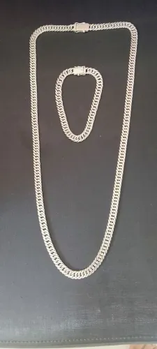 Cordão de Pulseira de prata elos duplos