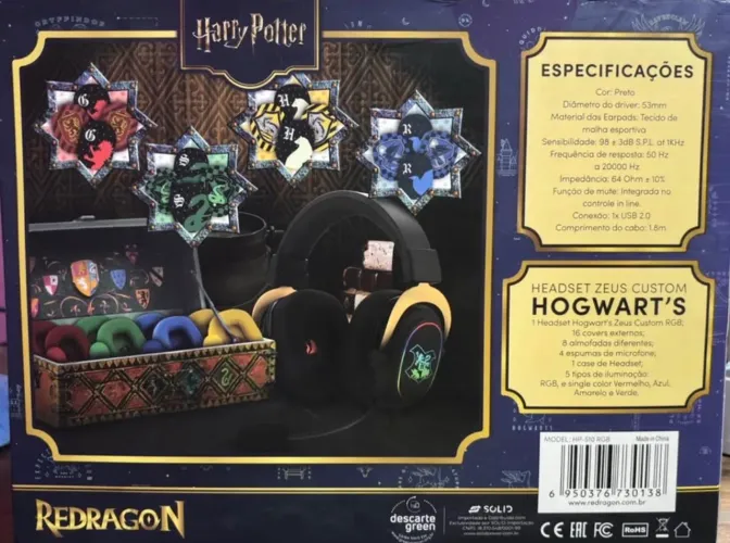 Headset Gamer Redragon Harry Potter Zeus Hogwart?s RGB Special Edition
