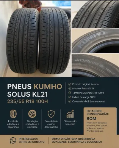 2 Pneus Kumho Solus KL21 235/55 R18 100H - Ótimo Estado