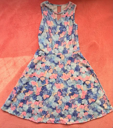 Vestido Infantil Estampado com Abertura nas Costas - Veste 12/14- Excelente Estado
