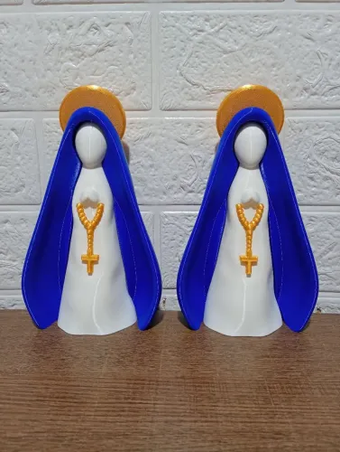 Kit 2 Nossa Senhora Aparecida Escultura Minimalista Azul/Branco