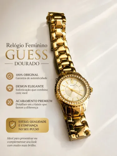 VENDO RELOGIO ORIGINAL FEMININO GUESS DOURADO - RARIDADE