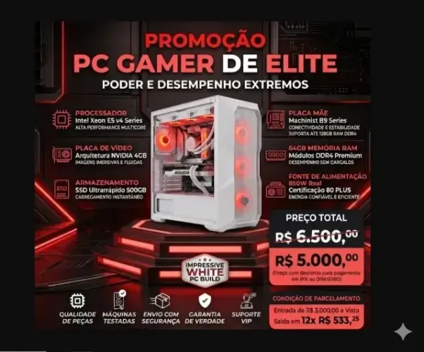 CPU gamer + monitor 27 pol + 64GB DDR4 + SSD 500GB com jogos instalados