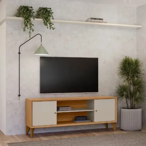 Rack Porto Linea pés em madeira maciça- 100% MDF - Entrega e montagem GRATIS