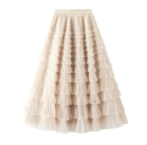 Saia midi de tule em camadas M NOVA Guará 1