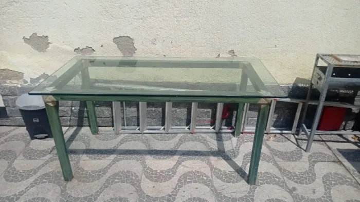 Mesa de Jantar Retangular Com Vidro Temperado 