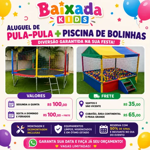 LOCAÇÃO DE PULA PULA. + PISCINA DE BOLINHA