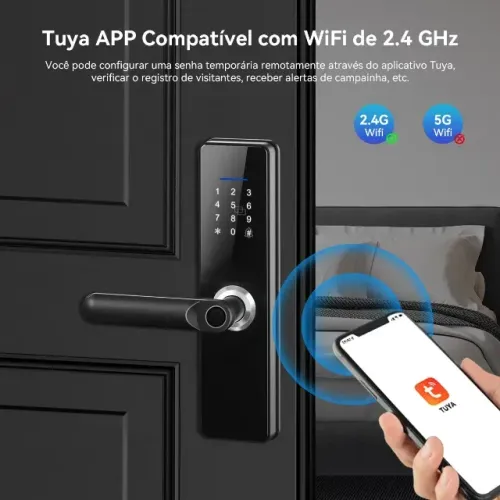 Fechadura Eletronica Digital Biometria Com Câmera+wi-fi Tuya,senhas Únicas Re