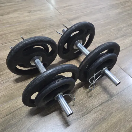 Kit par de halteres ajustáveis + 32kg em anilhas