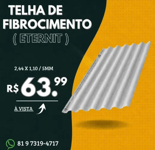 Telha de fibrocimento ETERNIT 5mm