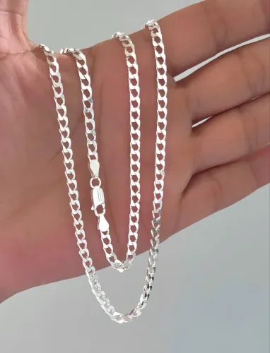 Cordão grumet quadrado de Prata italiana 925