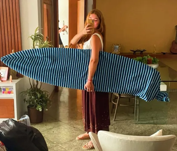 Capa toalha de prancha surf macia para viagens listrada azul 2.30m