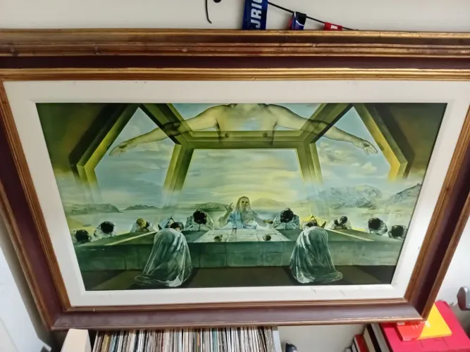 Quadro emoldurado O sacramento  da Santa ceia Salvador Dali replica 