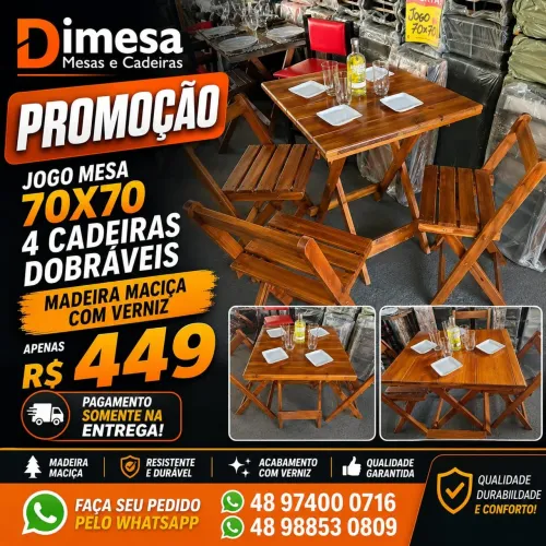 Mesas e cadeiras dimesa direto da fábrica. Atacado e varejo. Santa Catarina