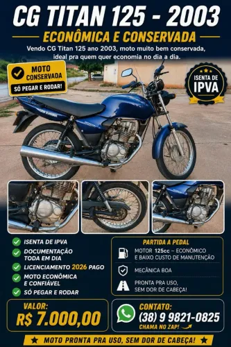 Moto CG Titan 125/2003 azul 