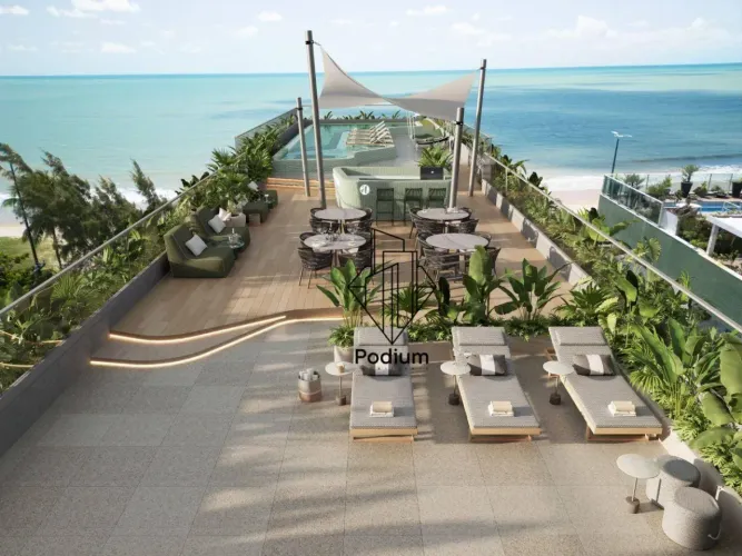 Flats Studio na cobertura com jacuzzi privativa á beira mar da praia de Manaíra - FL0973