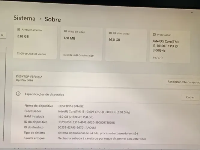 Desktop Dell OptiPlex 3080 | 16GB RAM | SSD | Excelente Estado