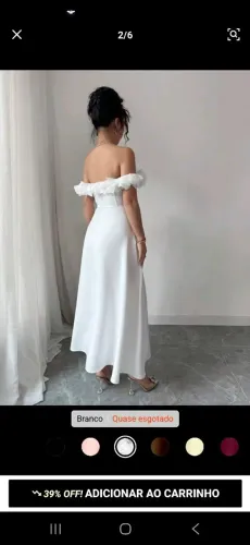 Vestido Branco Elenzga francês de linha A, ombro floral 3D