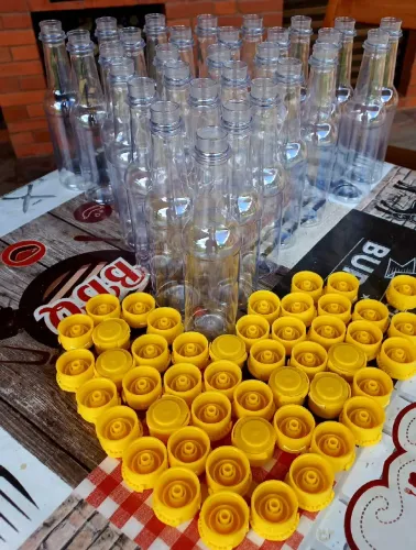 Kit 40 frascos pet 150ml c/ tampa lacre amarelo