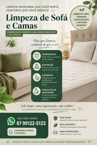 Limpeza sofá e cama