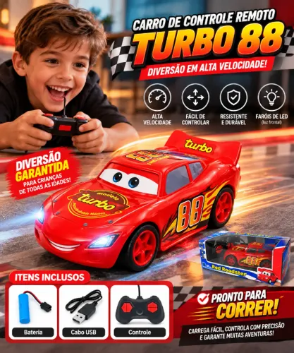 Carrinho Relâmpago Controle Remoto Recarregável Turbo Super Queen Car Race red