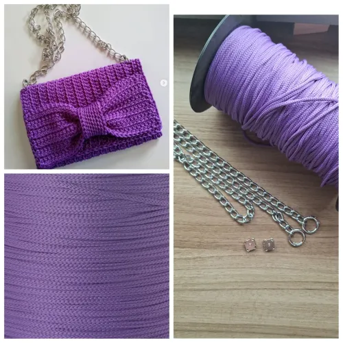 Kit Fio Anthurio cor Ametista c alça bolsa crochê