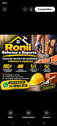 Roni Pedreiro, reforma, revestimentos e reparos .