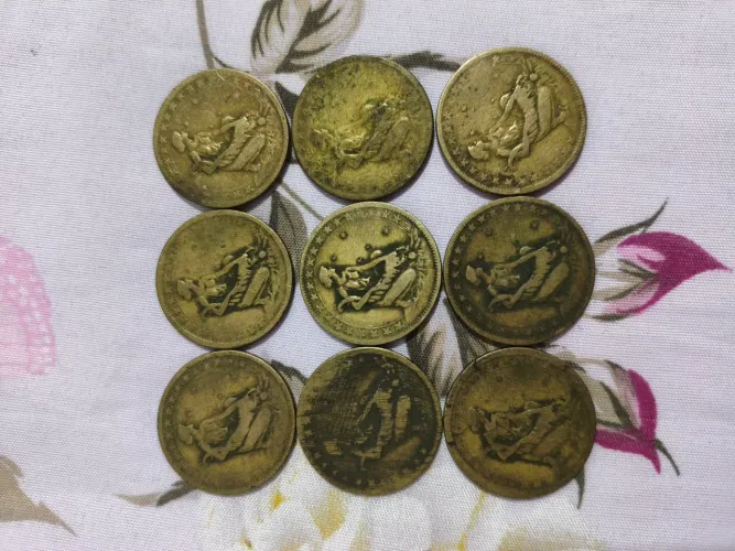 lote 9 moedas 1000 réis Brasil 1924 a 1927