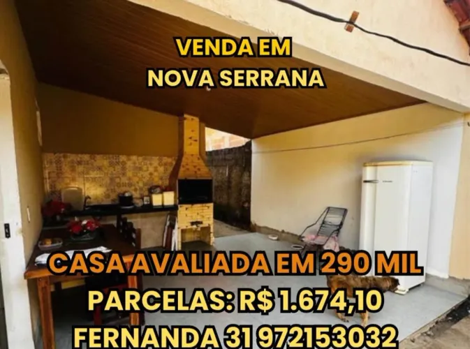VENDO CASA EM NOVA SERRANA MINAS GERAIS