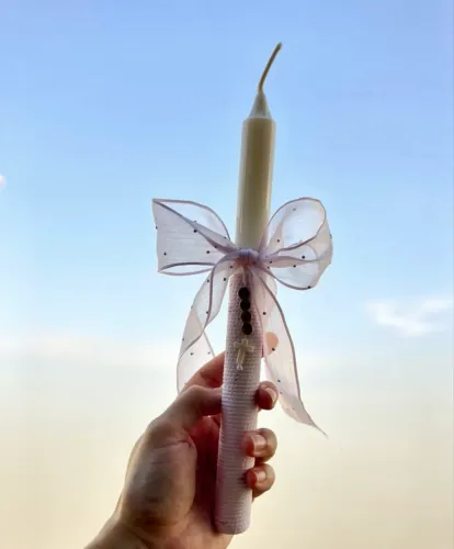 Vela personalizada para batizado, comunhão e crisma.