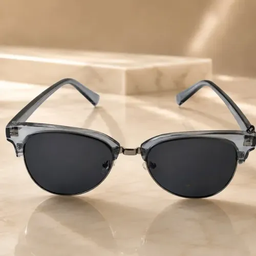 Óculos de Sol Fashion com Armação Cinza e Proteção UV400